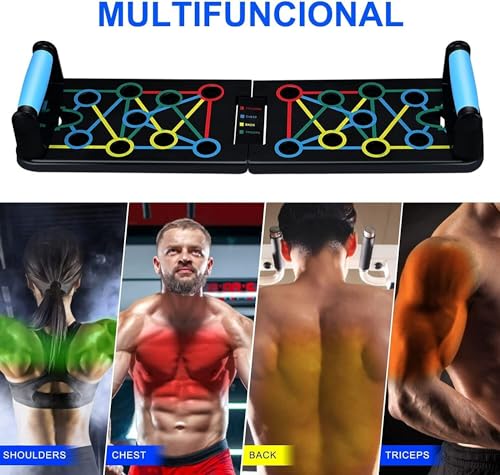 Push Up Board- 11 piece set foldable Push Up Rack Board Train Gym Fitness System Workout Exercise Stands for Body Training ，Push Up Stands