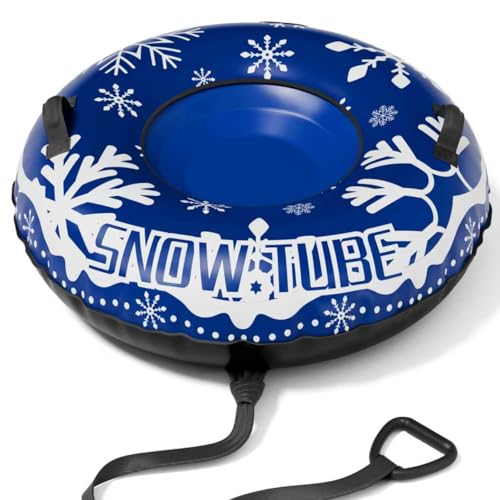 Snow Tube for Adult and Kids,Infatable Heavy Duty Snow Sled with Canvas Cover, Padded Handles, Thickened Bottom,Winter Outdoor Toy Gift