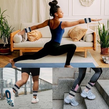 Ankle Weights for Women, 4 lbs Medium Intensity Adjustable Arm or Leg Weight Strap Set, Wrist Weight for Yoga, Walking, Aerobics, Jogging, Gym