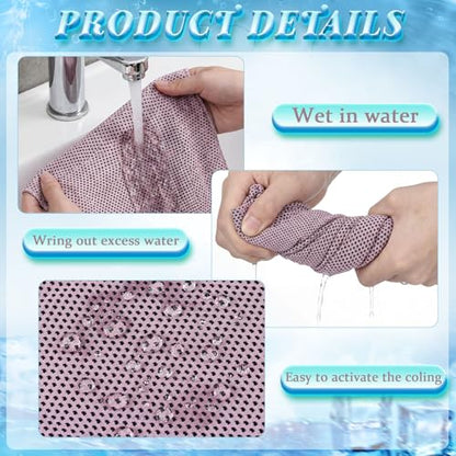 Honoson 10 Pcs Cooling Towels with Bottle, 47 x 12 in, Pink - color: Pink
