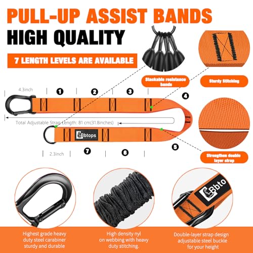 Pull Up Assistance Bands Set, 300 lbs Max Heavy Duty Resistance Bands with Adjustable Strap, Non-Slip Handle & Door Anchor, Full Body Strength Training Workout Equipment for Home Gym Fitness