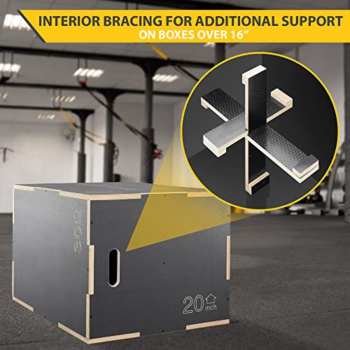 Philosophy Gym 3-in-1 Non-Slip Wooden Plyo Box, Wood Plyometric Jump Box Platform for Home Gym, HIIT, Step-Ups, and Strength Training - size: 24 x 20 x 16 Inch