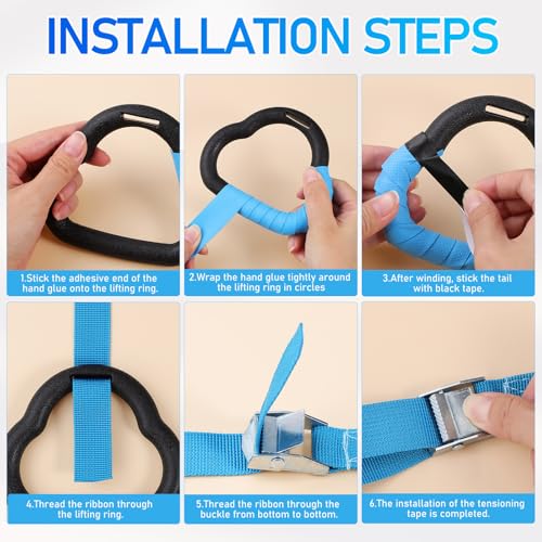Vaguelly Gymnastic Rings Set with Adjustable Straps, 1m Blue Pull up Rings for ’s Strength Training and Indoor Fitness Equipment