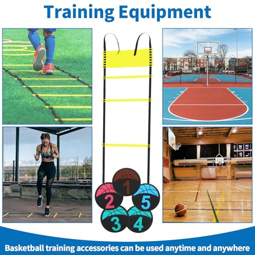 Silipull 15 Pcs Portable Basketball Training Equipment Footwork Training Mat Agility Drill Mat Non-slip Basketball Practice Aids for All Levels to Improve Speed, Strength Coordination - size: 41 x 27 inches