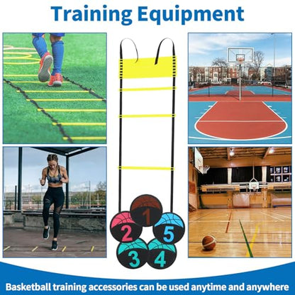 Silipull 15 Pcs Portable Basketball Training Equipment Footwork Training Mat Agility Drill Mat Non-slip Basketball Practice Aids for All Levels to Improve Speed, Strength Coordination - size: 41 x 27 inches