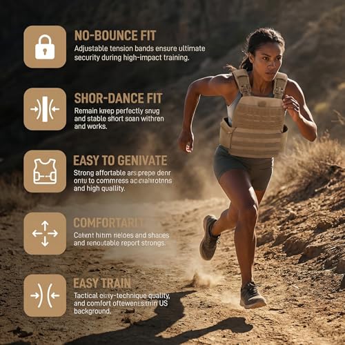 Tactical Weighted Vest for Men & Women Adjustable Strength and Endurance Workout Vest with MOLLE Panel Padded Shoulder Straps Breathable Mesh Quick Release Buckles for Running Rucking Training Fitness - color: Coyote