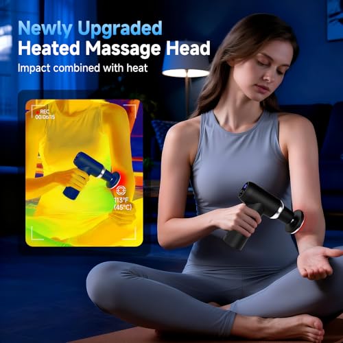 Hot and Cold Fascia Gun - Deep Tissue Massage Gun, Used for Relieving Pain in The Back/Muscles of The Neck/Body, with 6 Massage Heads, LCD Display, Detachable Extended Handle
