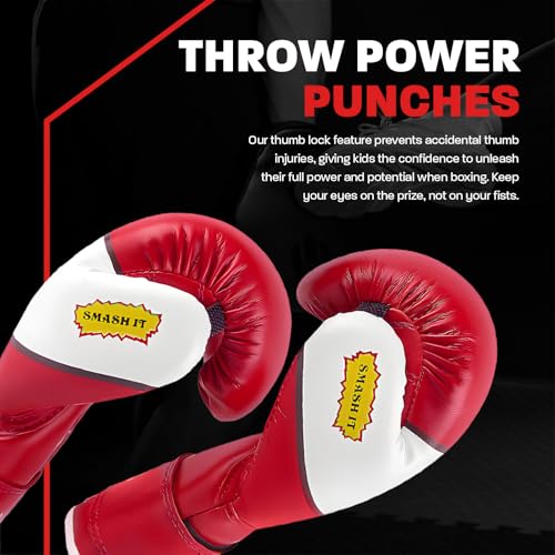 Kids Boxing Gloves for Kids Children Youth Punching Bag Kickboxing Muay Thai Mitts MMA Training Sparring Gloves Red, 6 oz