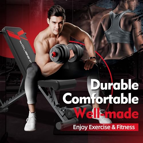 Adjustable Weight Bench, 660LBS Foldable Workout Bench for Full Body Strength Training, Multifunctional Bench Press Incline Decline Bench - Great for Beginners and Professional Use