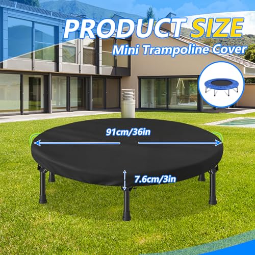 Mini Trampoline Cover, 600D Oxford Waterproof Fitness Trampoline Cover ,Protection Cover for Trampoline Indoor Outdoor Garden Rebounder,(Not Spring Covers) (Black, 91*7.6CM)