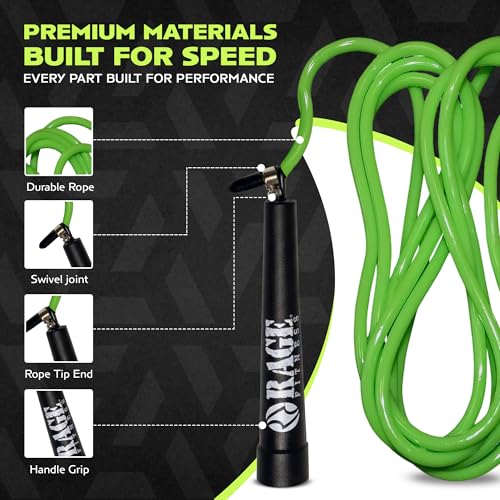 Rage Fitness R2 Speed Jump Rope – Adjustable PVC Speed Rope with Smooth Bearing Handles for Beginners to Advanced, Fast Cardio & Efficient Workouts