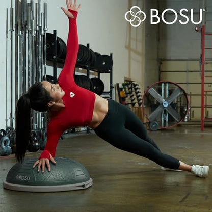 BOSU Nexgen Balance Trainer, Half-Ball Training Equipment, 65 cm Diameter, 300 lb Capacity - Burst-Resistant Stability Exercise Tool w/Non-Slip Base, Includes Hand Pump, Commercial-Grade - color: Militia Green/Gray