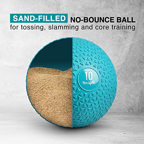 Yes4All Slam Balls, 10-40lb Weighted Ball Weight, Durable PVC Sand Filled Workout Dynamic Slam Ball for Strength Training, Triangle, Teal, 10lbs - color: Trendy teal, style: A. 10lbs