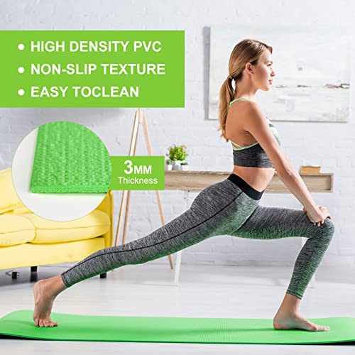 Funtery 3 mm Thin Yoga Mats Bulk, 68 x 24 in - color: Green