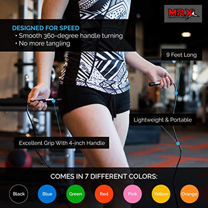 MRX 9" PVC Jump Rope for Cardio Fitness - Versatile Jump Rope for Both Kids and Adults - Great Jump Rope for Exercise - color: 581-Black
