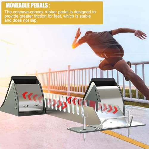 Lightning Starting Blocks Sprinter Pedals 6 Angle Adjustable Sprinters Track and Field Aluminum Suitable for Plastic Runway Cinder Track - color: Yellow, size: 25inch