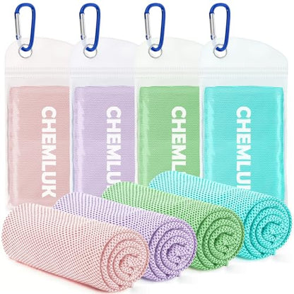 4 Packs Cooling Towels: Instant Cool Towel for Neck and Face Hot Weather UPF50 Quick Dry Microfiber Sweat Towels for Gym Workout Sports (40"x12")