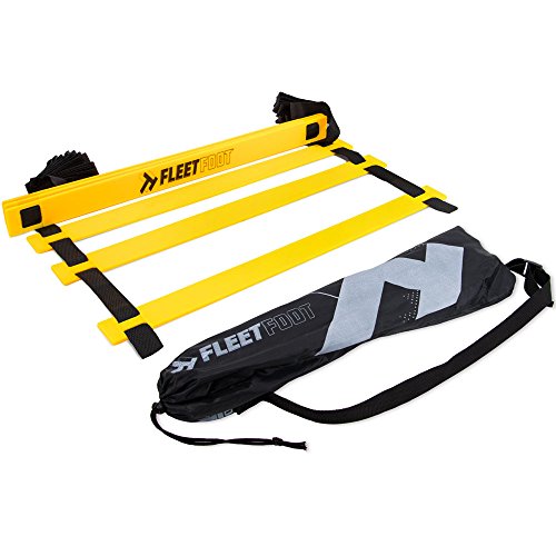 Crown Sporting Goods Fleetfoot Speed & Agility Training Ladder – 6, 10, 16, or 20 Rung Rope Equipment for Athletic Footwork & Sports Drills