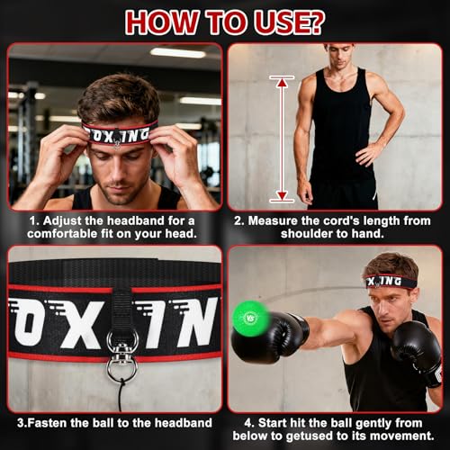 YORWHIN Headband Boxing Reflex Ball, 3 Levels Reaction Ball with 2 Adjustable Headbands, Boxing Training Equipment for Reaction, Punching Speed, Hand Eye Coordination