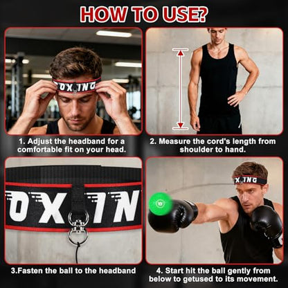 YORWHIN Headband Boxing Reflex Ball, 3 Levels Reaction Ball with 2 Adjustable Headbands, Boxing Training Equipment for Reaction, Punching Speed, Hand Eye Coordination