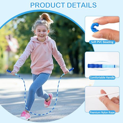 Jump Rope for Kids, Adjustable Jump Ropes for 4 5 6 7 8 10 12, Tangle Free - color: Green and Blue