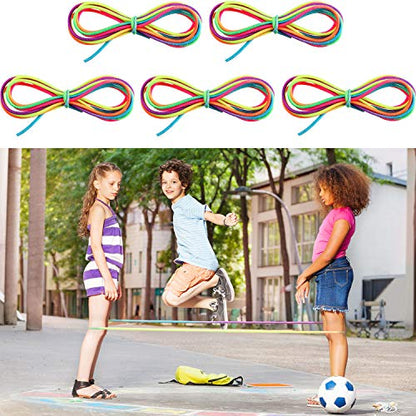 Gejoy 5 Pieces Chinese Jump Ropes Colorful Stretch Rope Elastic Rubber Twist Fitness Game for Outdoor Indoor Play Exercise Toys
