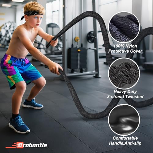 Battle Rope 1/1.26/1.5/2 Inch Diameter,Pink 30FT/40FT/50FT Exercise Workout Ropes for Home Gym Heavy Weighted Training Rope for Working Out - style: 1 inch 30ft