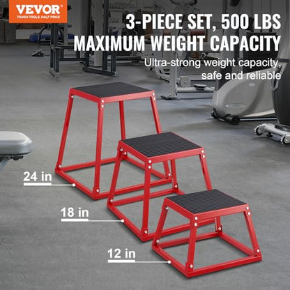 VEVOR Plyometric Jump Box, 18 Inch Plyo Box, Steel Plyometric Platform and Jumping Agility Box, Anti-Slip Fitness Exercise Step Up Box for Home Gym Training, Conditioning Strength Training