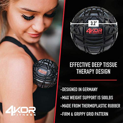 4KOR Massage Balls for Trigger Point Therapy - Myofascial Release Ball - Muscle Relief for Back, Neck, Shoulder, Foot Pain - Fitness Massage Balls for Mobility - Deep Tissue Release Ball
