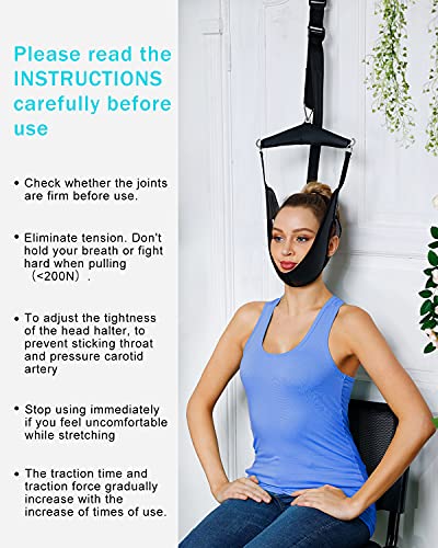 Cervical Neck Traction Device Over Door for Home Use, Portable Neck Stretcher Hammock for Neck Pain Relief, Physical Therapy AIDS for Neck Decompressor.