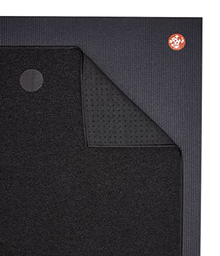 Yogitoes Manduka Yoga Towel for Mat Nonslip and Quick Dry for Hot Yoga with Rubber Bottom Grip Dots 72 Inch Long Onyx Thin and Lightweight (262023001)