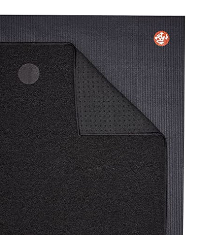 Yogitoes Manduka Yoga Towel for Mat Nonslip and Quick Dry for Hot Yoga with Rubber Bottom Grip Dots 72 Inch Long Onyx Thin and Lightweight (262023001)