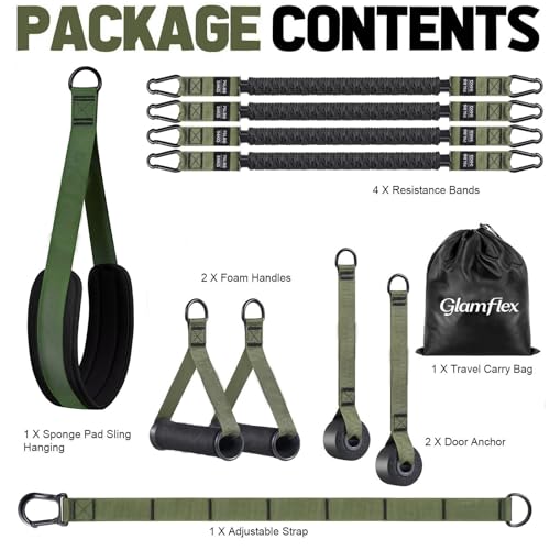 Pull Up Assist Bands Set of 4 Bands 300 Lbs - color: Army Green