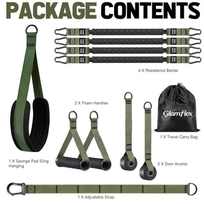 Pull Up Assist Bands Set of 4 Bands 300 Lbs - color: Army Green