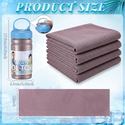 Honoson 10 Pcs Cooling Towels with Bottle, 47 x 12 in, Pink - color: Pink