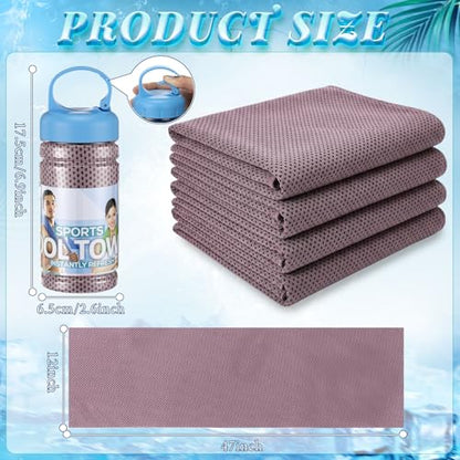 Honoson 10 Pcs Cooling Towels with Bottle, 47 x 12 in, Pink - color: Pink