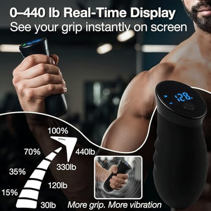 Digital Grip Strength Trainer, 0–440 lb Hand Gripper Strengthener with Real-Time Display (No Sound), 2 Modes: Test & Smart Vibration, Ergonomic Hand Grip & Forearm Strengthener, USB-C Rechargeable Hand Exerciser - color: Pink