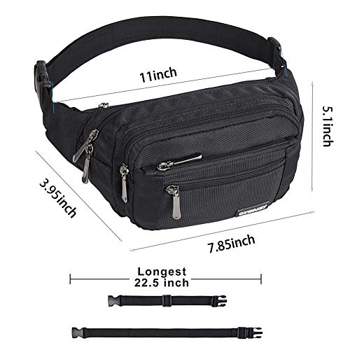 CXWMZY Fanny Packs For Women & Men Waist Pack Hip Bum Bag with Multi-Pockets Large Capacity Waterproof Casual Bum Bag for Disney Traveling Casual Cycling Running Hiking - color: Extender Belt Black
