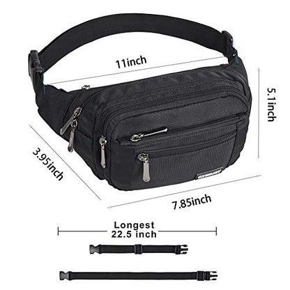 CXWMZY Fanny Packs For Women & Men Waist Pack Hip Bum Bag with Multi-Pockets Large Capacity Waterproof Casual Bum Bag for Disney Traveling Casual Cycling Running Hiking - color: Extender Belt Black