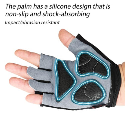 Workout Gloves for Men Women, Fingerless Weight Lifting Gloves with Genuine Suede Palm, Full Palm Protection, Enhanced Grip, Breathable Gym Gloves for Fitness Training Cycling Pull Ups