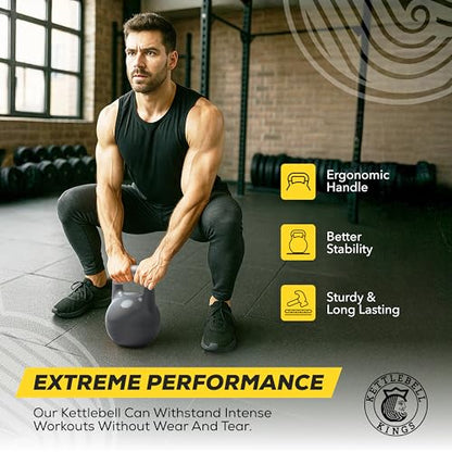 Kettlebell Kings Adjustable Kettlebell Set, 26-70 lb - Strength Training Kettlebells with 7 Plates - Secure Lock System and Durable Steel Kettle Bell for Swings, Squats, Presses and Full-Body Training