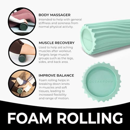 Tidal Roller - Seafoam - Muscle Massage Foam Roller for Back Pain & Stretching - Firm and Ergonomic Wide Wave Textured - Yoga, Athletics, & Wellness - Full Size, 20" x 5" - color: Seafoam