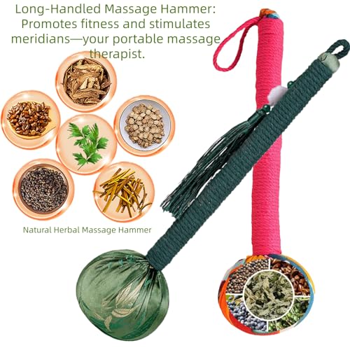 Three-in-one Combination, Ergonomic Mugwort Massage Hammer, Massage Tool, acupoint Massage, Pain Relief, obtained US Design Patent for Massage Hammer Tool.(Silk + Cotton) - color: Silk + Cotton