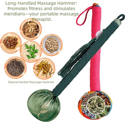 Three-in-one Combination, Ergonomic Mugwort Massage Hammer, Massage Tool, acupoint Massage, Pain Relief, obtained US Design Patent for Massage Hammer Tool.(Silk + Cotton) - color: Silk + Cotton