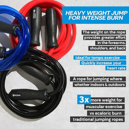 Elite Jumps Muay Thai 2.0 Weighted Jump Rope - Designed for High-Intensity Training, Muay Thai, & MMA Workouts - Heavy 1.3lb PVC Jump Ropes for Fitness