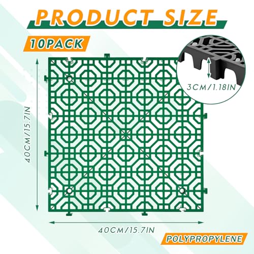 10 Pcs Ground Protection Mats, Green Interlocking 15.7 x 15.7 in - color: Green, size: 15.7 x 15.7 in
