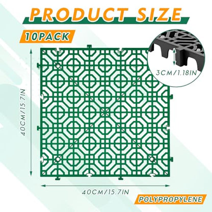 10 Pcs Ground Protection Mats, Green Interlocking 15.7 x 15.7 in - color: Green, size: 15.7 x 15.7 in