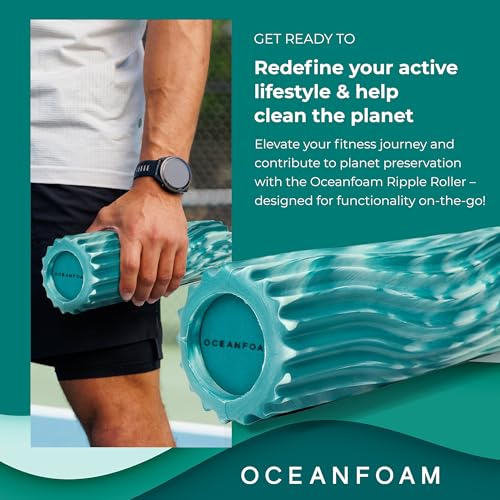 Oceanfoam Ripple Small Foam Roller for Exercise (Jade & Seafoam Marbled) - color: Jade & Seafoam Marbled