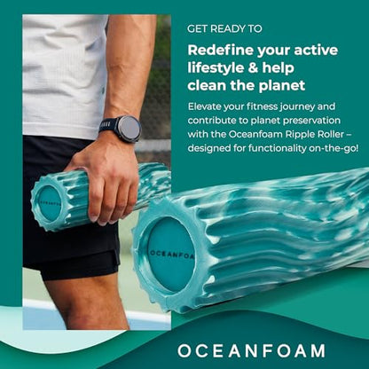 Oceanfoam Ripple Small Foam Roller for Exercise (Jade & Seafoam Marbled) - color: Jade & Seafoam Marbled