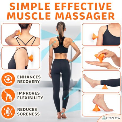 Trigger Point Massage Tool - Pyramid Shaped 4 Point Massager Ball - Muscle Knot Release - Myofascial Wellness Therapy - Back, Feet, Psoas Pain